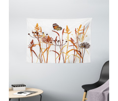 Composition with Leaves Wide Tapestry
