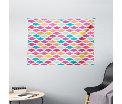 Rhombus Shapes Mosaic Wide Tapestry