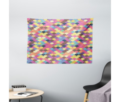 Pastel Retro Funky Grid Wide Tapestry