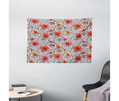 Watercolor Petals Spirals Wide Tapestry