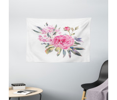 Romantic Roses Bouquet Wide Tapestry