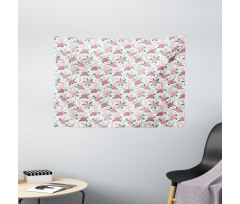 Soft Carnation Romantic Wide Tapestry