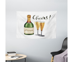 Watercolor Cheers Sketch Wide Tapestry