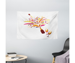 Colorful Champagne Splash Wide Tapestry
