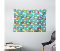 Blossoming Daisies Leaves Wide Tapestry