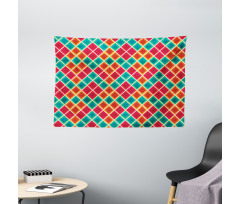 Vibrant Grunge Rhombus Wide Tapestry