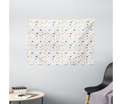 Pastel Tiny Foliage Motifs Wide Tapestry