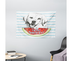 Hello Summer Words Sketch Wide Tapestry