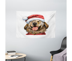 Funny Terrier Smiling Xmas Wide Tapestry