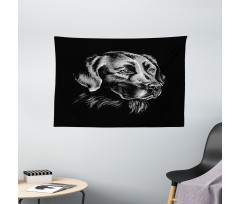 Sketch Art Retriever Puppy Wide Tapestry