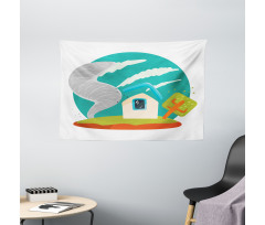 Cartoon Style Whirlwinds Wide Tapestry