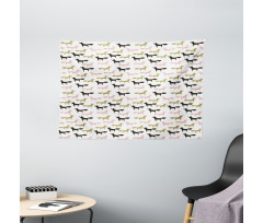 Foxes Pattern with Dots Wide Tapestry