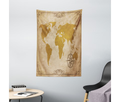 Vintage Cartography Art Tapestry