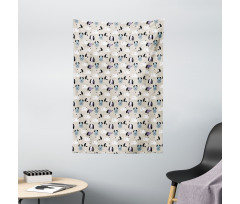 Nursery Cartoon Puppy Faces Tapestry