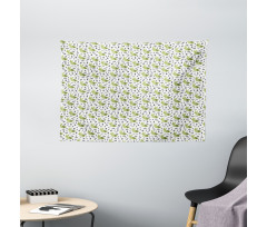 Bunnies with Floral Motifs Wide Tapestry