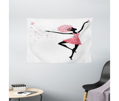 Floral Woman Dancing Wide Tapestry