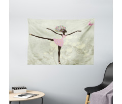 Afro Girl with Floral Hair Wide Tapestry