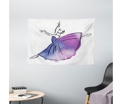 Doodle Style Ballerina Wide Tapestry