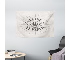 Coffee Words Grunge Effect Wide Tapestry