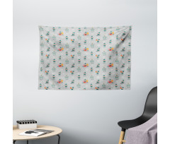 Xmas Season Snowflakes Wide Tapestry