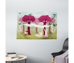Forest with Pink Trees Wide Tapestry