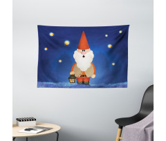 Elf at Night with a Lantern Wide Tapestry