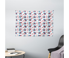 Valentines Day Romantic Theme Wide Tapestry