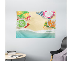 Sandy Beach Umbrellas Wide Tapestry