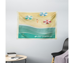 Woman Sunbathing Beach Wide Tapestry