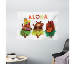 Funny Bears in Hawaii Wide Tapestry
