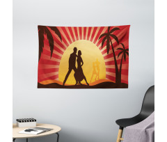 Dancing Tango Couple Wide Tapestry