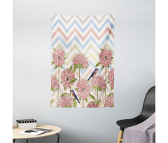 Zigzags Flowers and Birds Tapestry