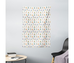 Cartoon Style People Character Tapestry