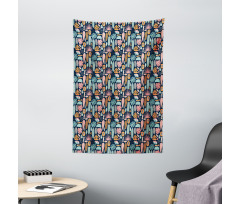 Ornamental Jungle Elements Tapestry