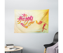 Be Happy and Smile Message Wide Tapestry