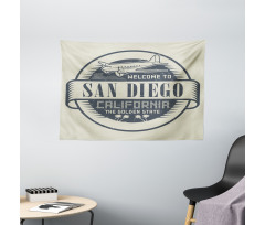 Stamp Airplane Welcome Wide Tapestry