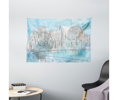 Abstract City Silhouette Wide Tapestry