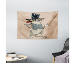 Funny Gentleman Cat Monocle Wide Tapestry