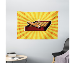 Cigar Box in Pop Art Style Wide Tapestry