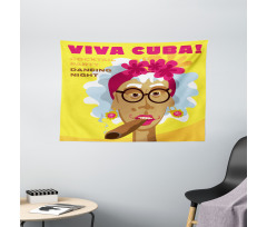 Cuban Woman Caricature Art Wide Tapestry