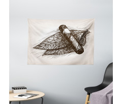 Tobacco Leaves Sketch Art Wide Tapestry