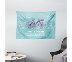 Retro Pastel Bike with Text Wide Tapestry