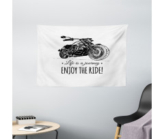 Hand-drawn Motorbike Wide Tapestry