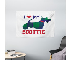 I Heart My Scottie Text Wide Tapestry