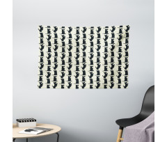 Checkered Rhombus Motif Wide Tapestry