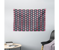 Daisy and Tulip Blossoms Wide Tapestry