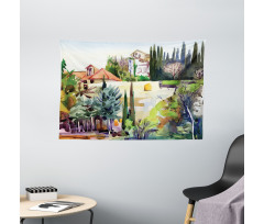 Tuscany Village Scenery Wide Tapestry