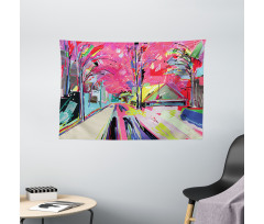 Funky Streets Sketch Trees Wide Tapestry