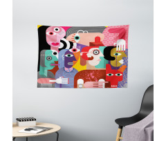 Human Cubist Art Wide Tapestry