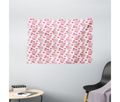 Doodle Style Strawberry Wide Tapestry